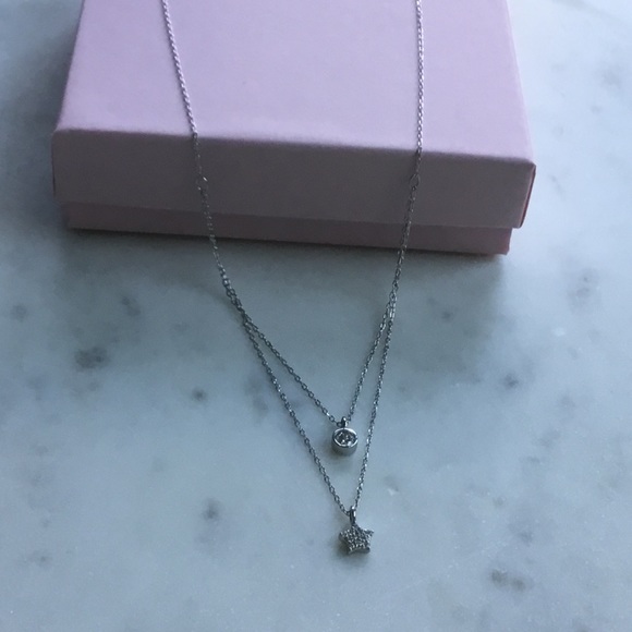 Sterling Silver Double Layer Cz Necklace - Picture 9 of 12